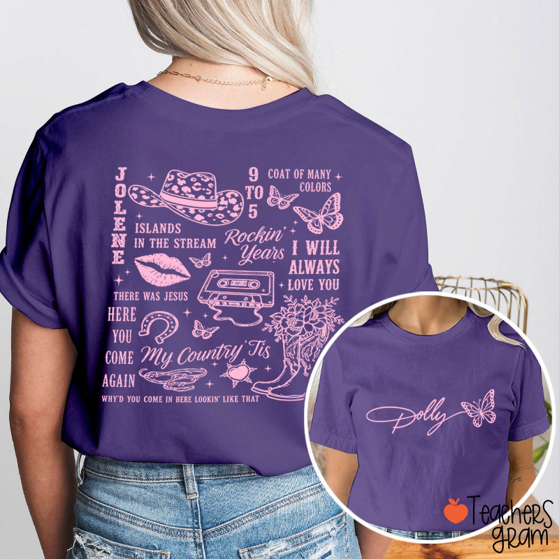 Butterfly Classic Song List Teacher Two Sided T‑Shirt