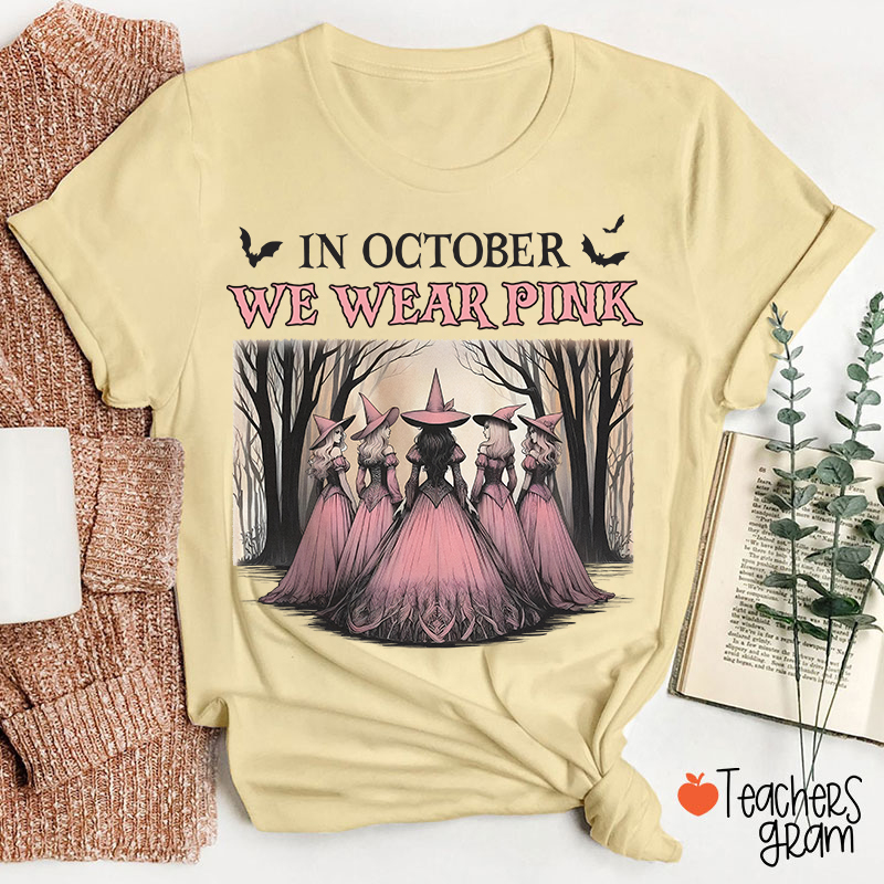 October Pink Witches Teacher T-Shirt