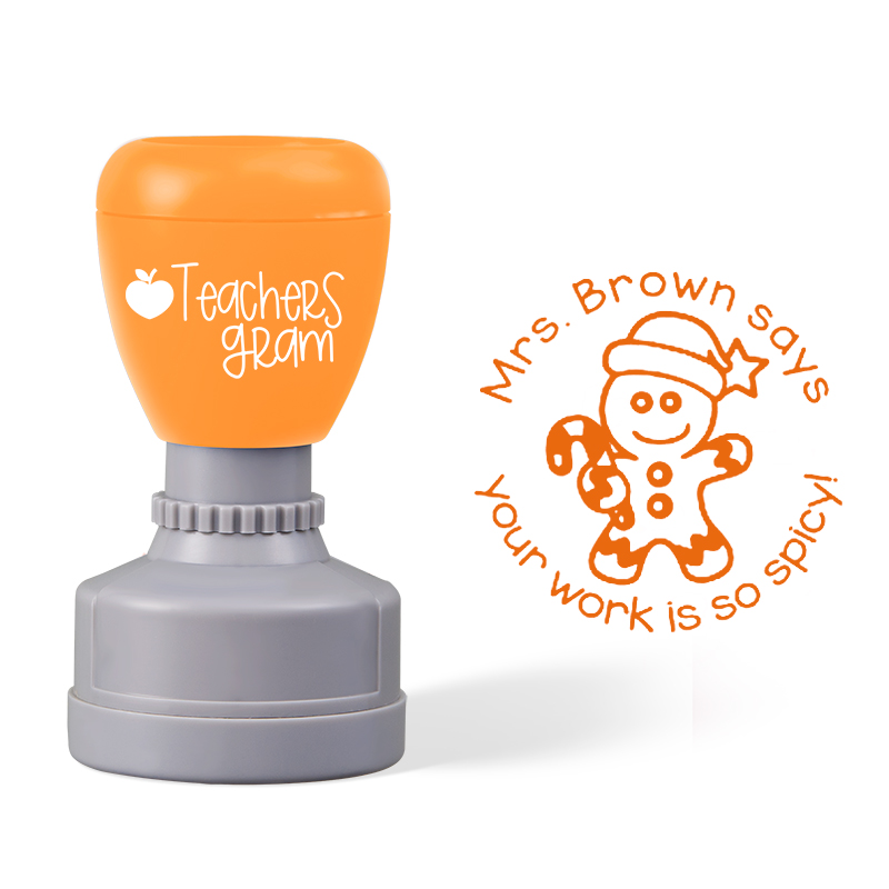 Personalized Name Says Your Work Is So Spicy Teacher Stamp