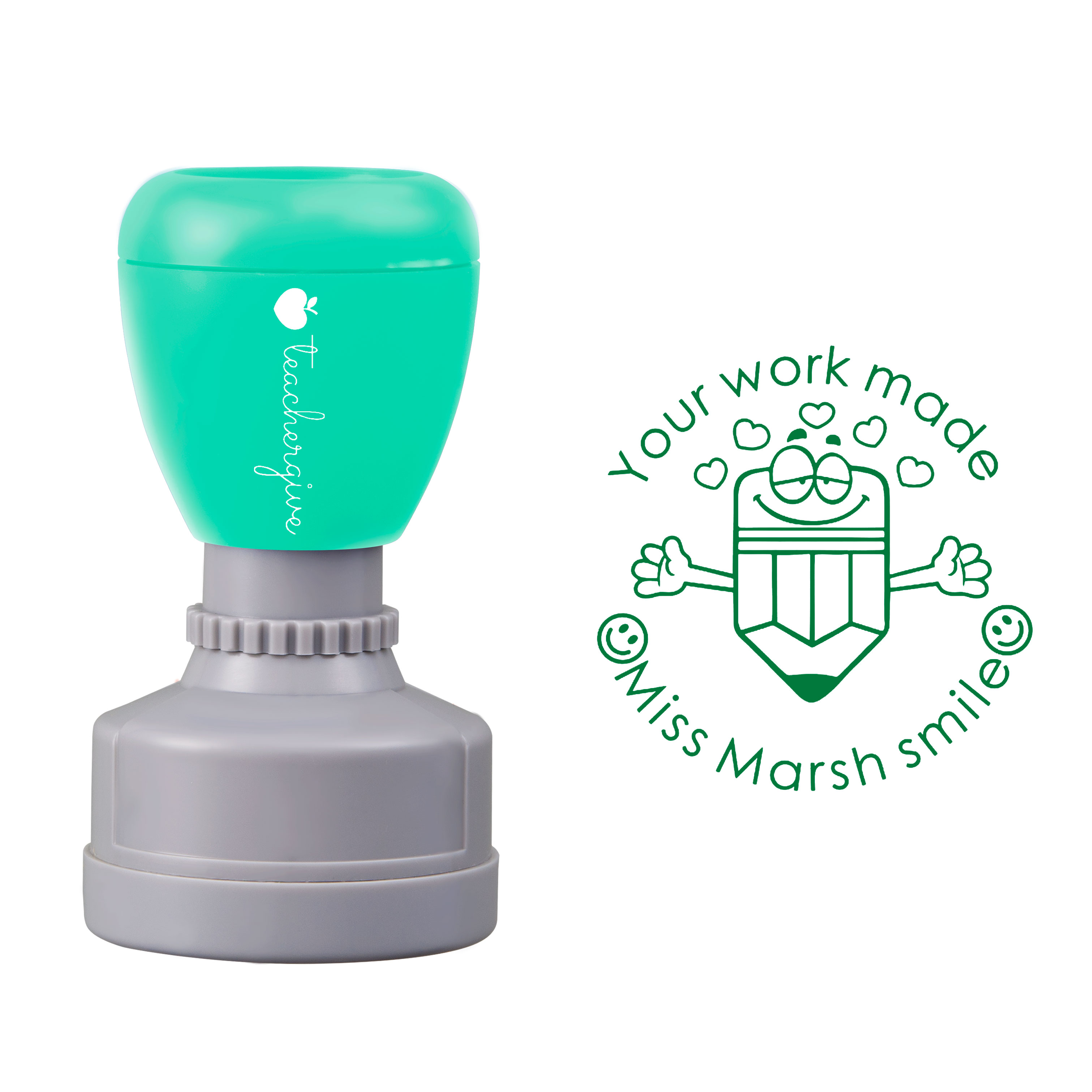 Personalized Your Work Made Me Smile Teacher Stamp