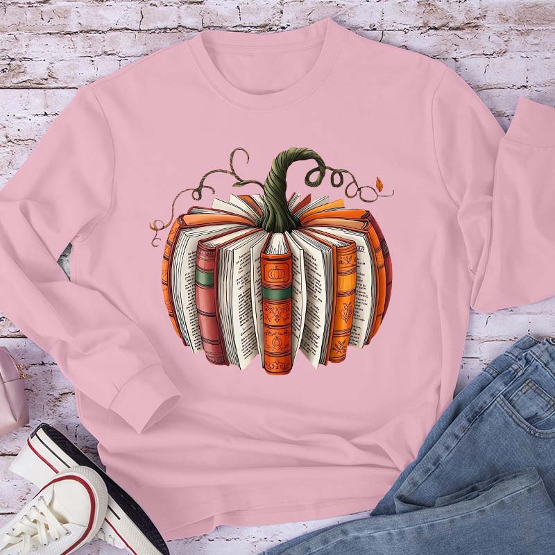 Pumpkin Book Teacher Long Sleeve T-Shirt