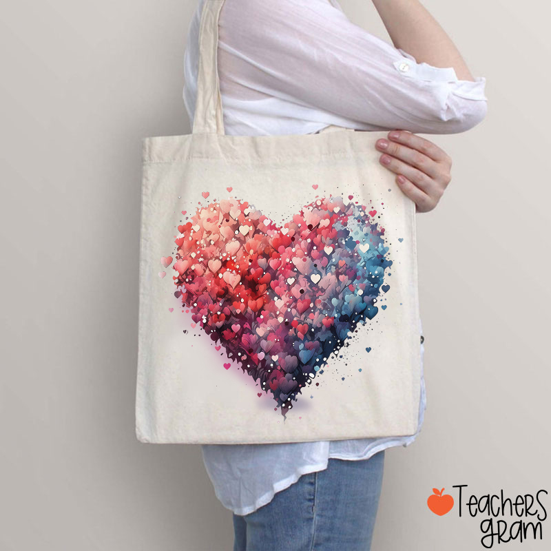 Bubble Heart Teacher Tote Bag