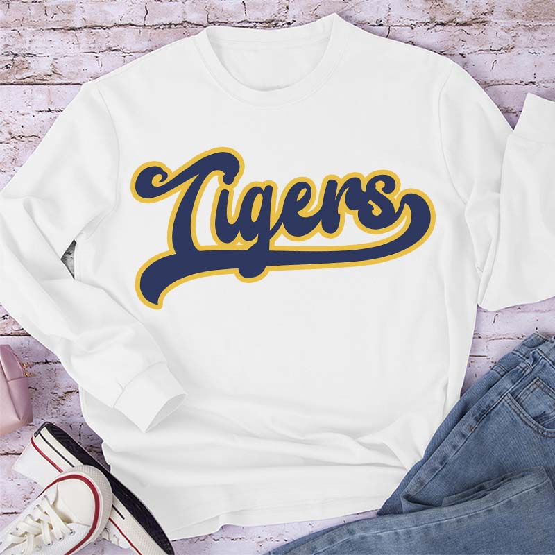 Personalized Mascot School Spirit Contrasting Colors Teacher Long Sleeve T-Shirt