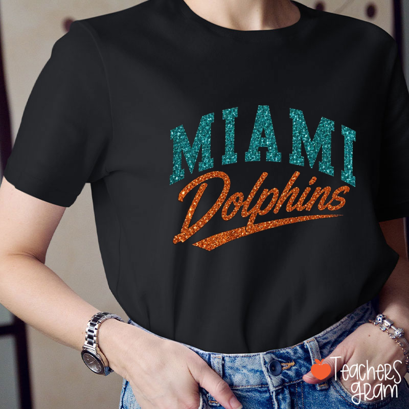 Personalized Mascot Retro Glitter Sport Fan Teacher T‑Shirt