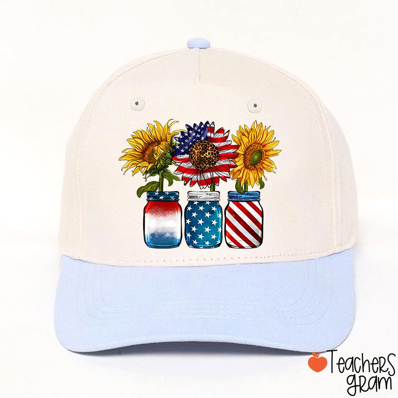 America Sunflower Teacher Baseball Cap