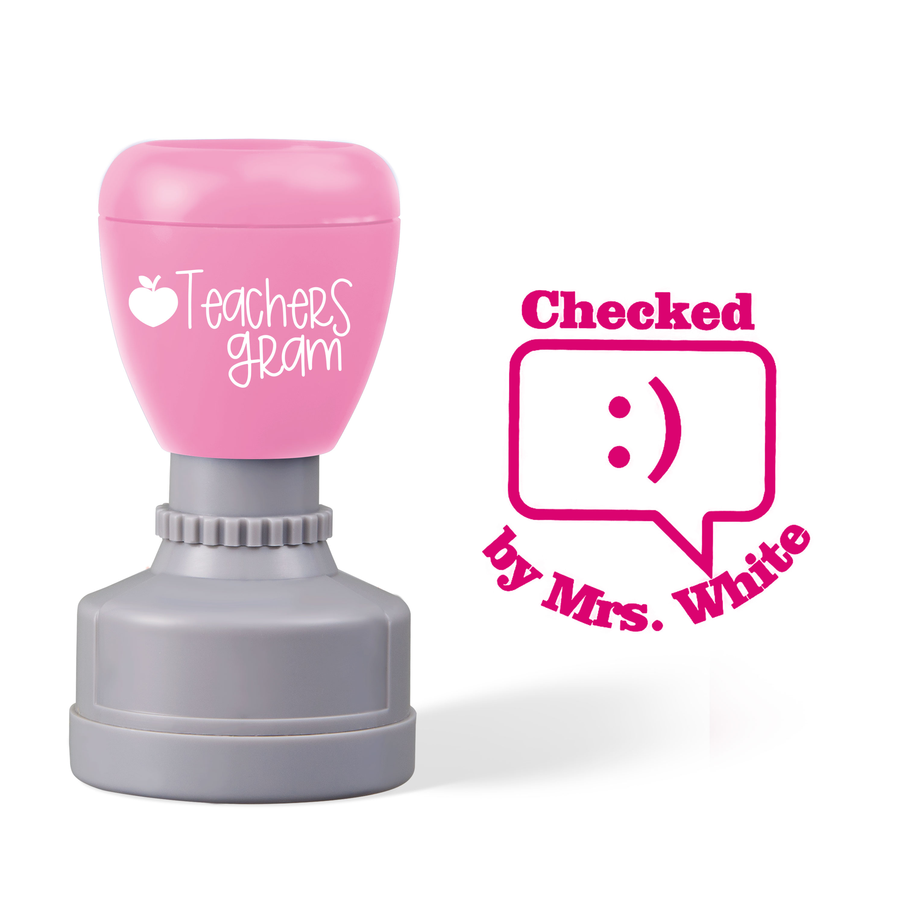 Personalized Name Checked Teacher Stamp