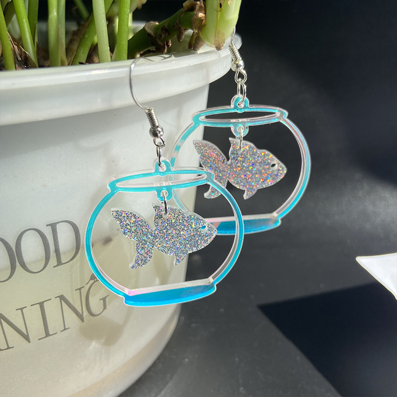 Goldfish Bowl Teacher Acrylic Earrings