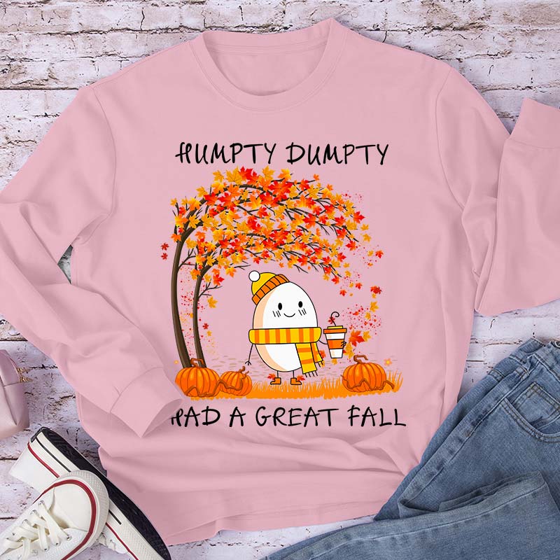 Humpty Happy Autumn Happy Fall Teacher Long Sleeve T-Shirt