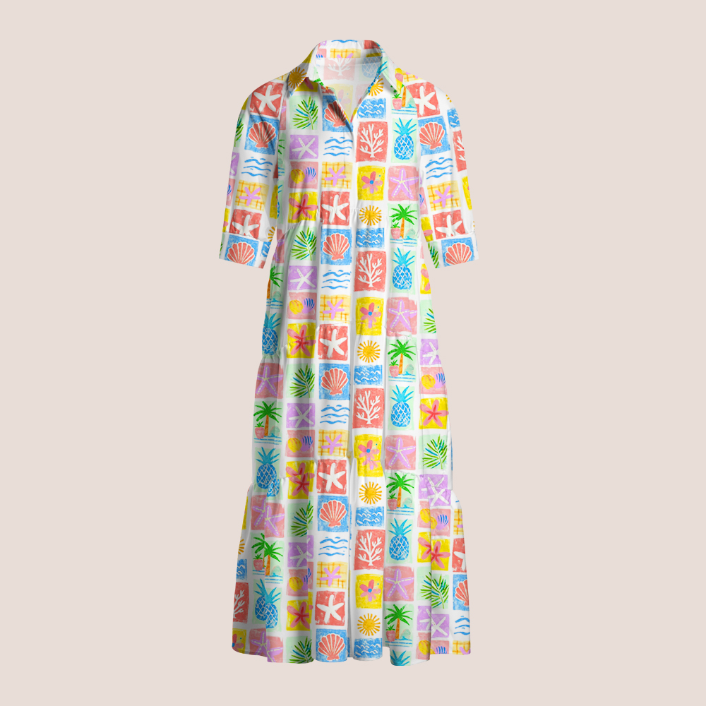 Beach Starfish Pineapple Teacher Shirtdress