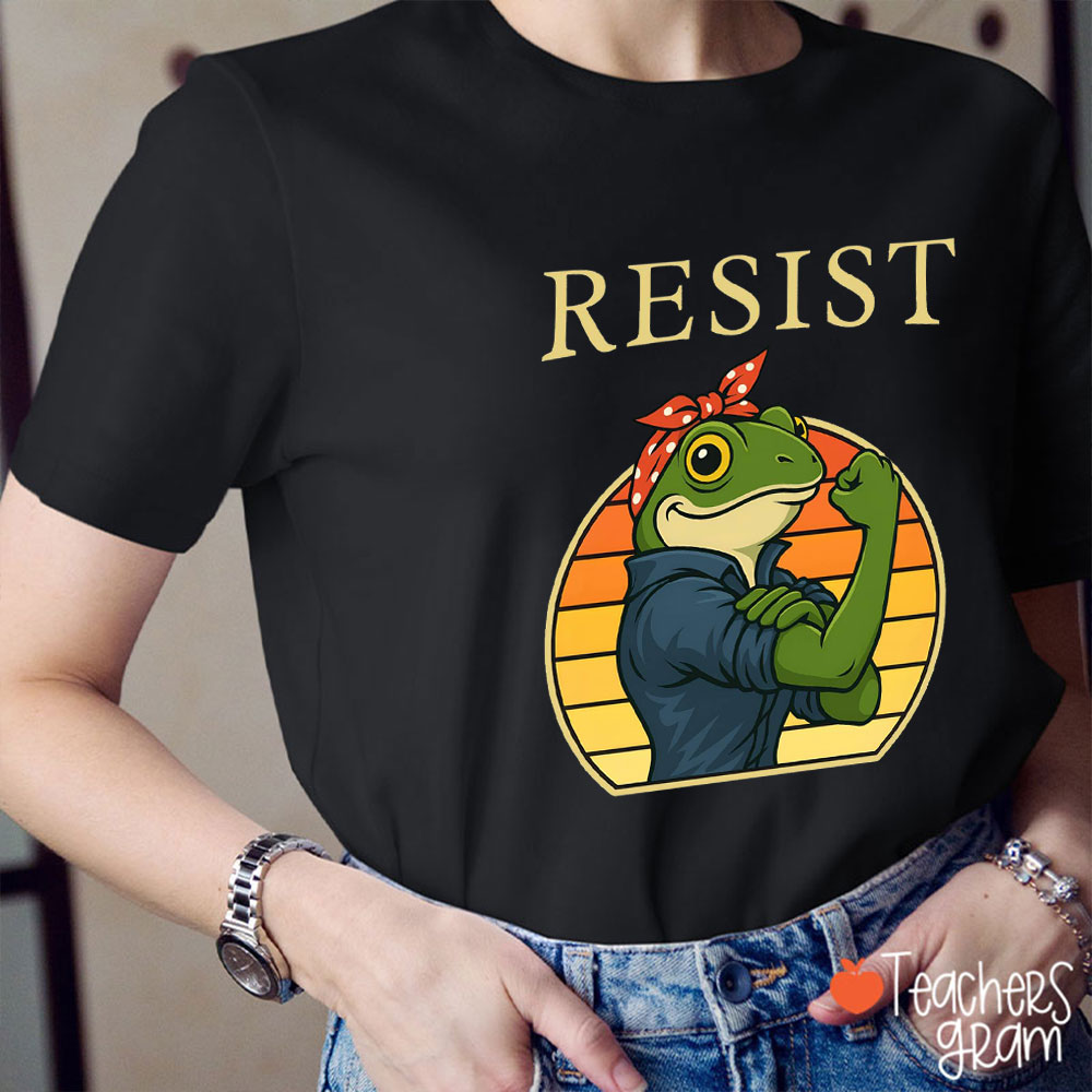 Resist Strong Frog Teacher T-Shirt