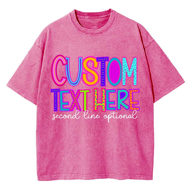 Personalized Name Neon Lights Teacher Washed T-Shirt