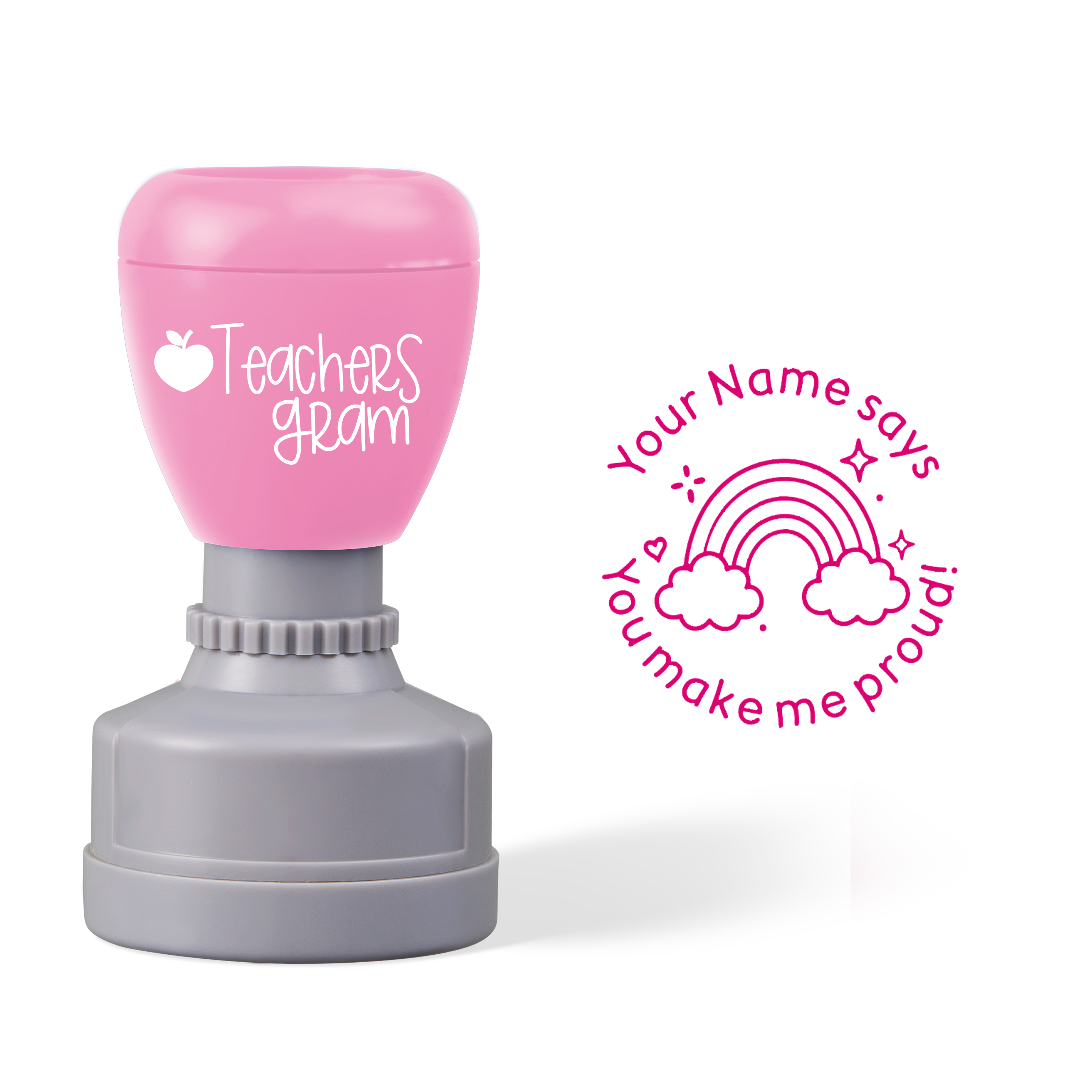 Personalized Name Says You Make Me Proud Teacher Stamp