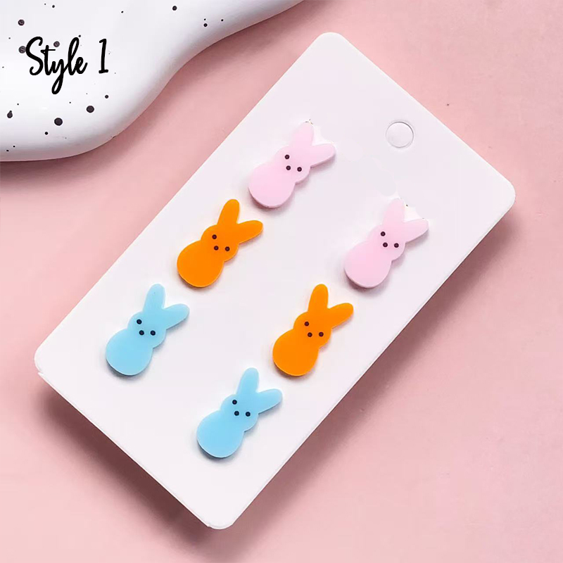 Dopamine Bunny Combination Teacher Acrylic Earrings