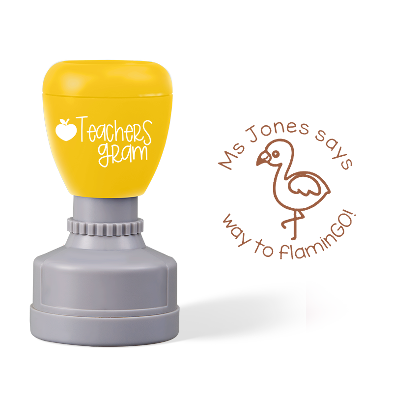 Personalized Way To Flamingo Teacher Stamp