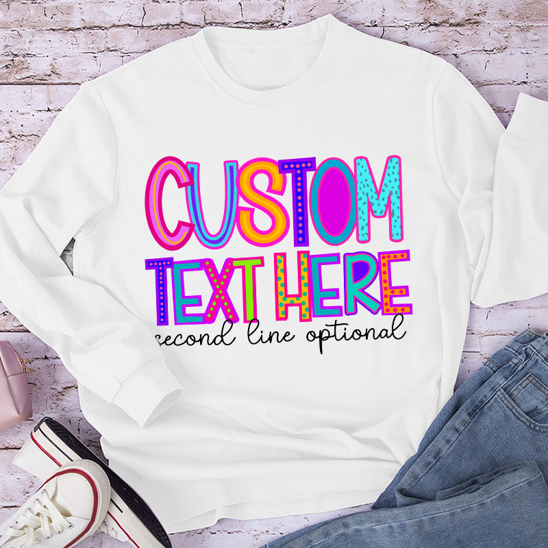 Personalized Name Neon Lights Teacher Long Sleeve T-Shirt