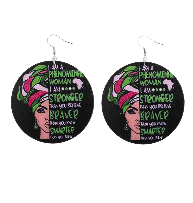 African Print Teacher Wooden Earrings