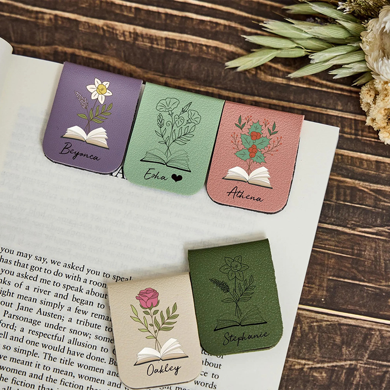 Personalized Birth Flower Teacher Magnetic Bookmark