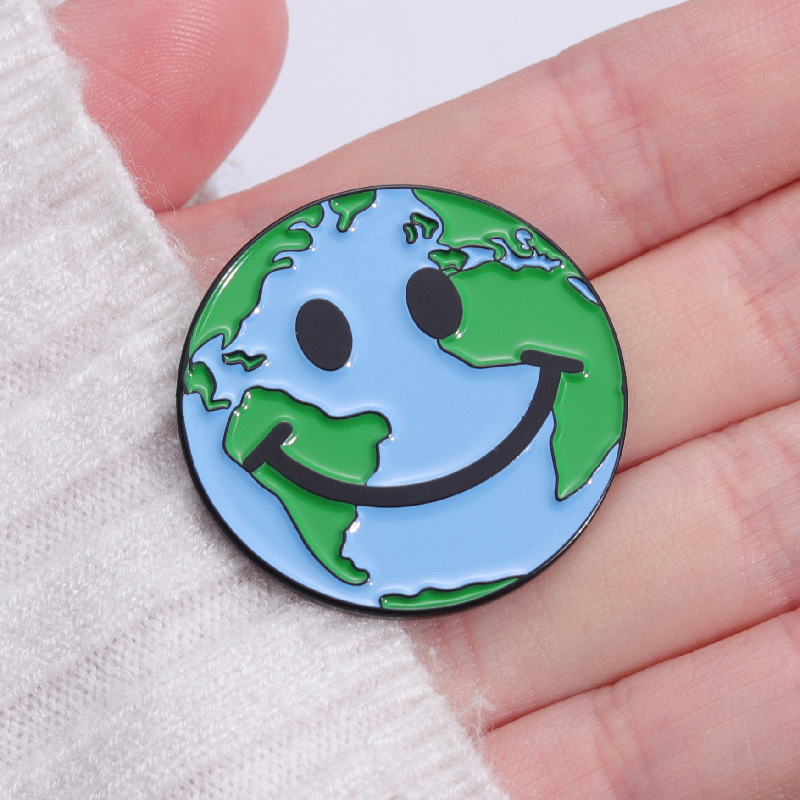 Protect The Earth Smiley Face Teacher Pin