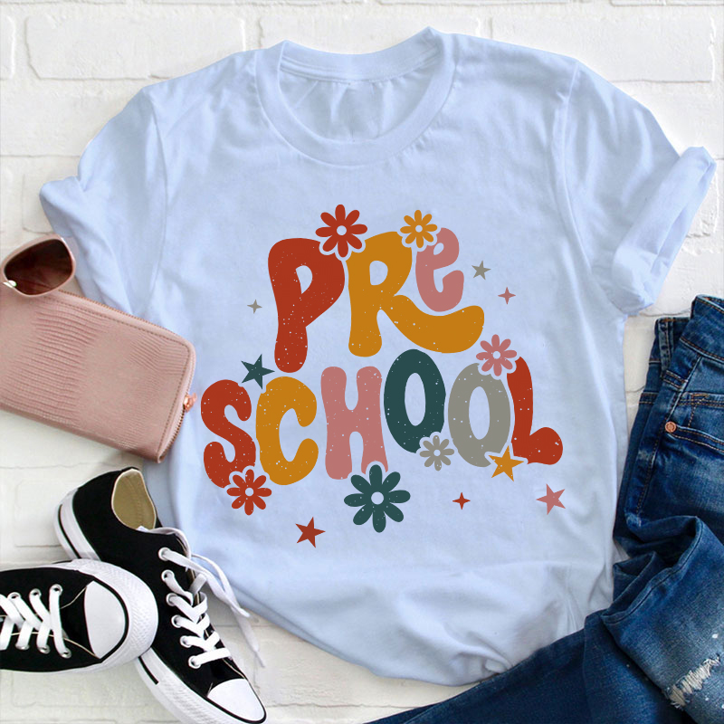 Personalized Name And Grade Bloom Flowers Teacher T-Shirt