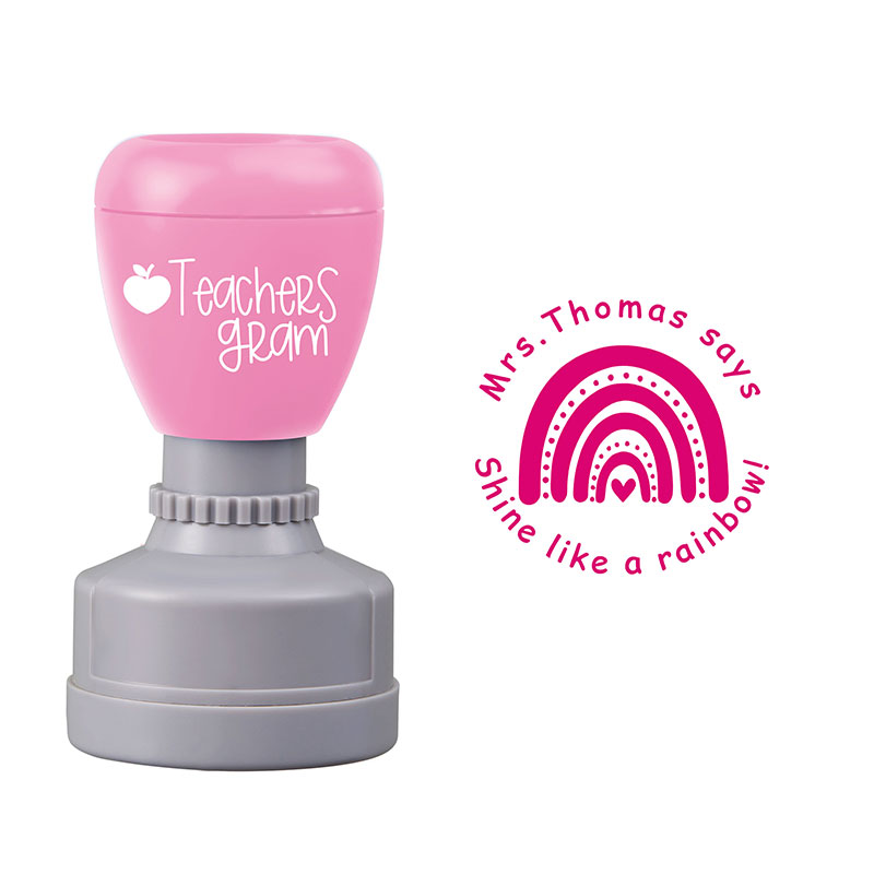 Personalized Shine Like A Rainbow Teacher Stamp