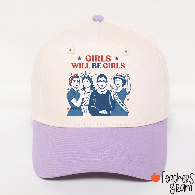 Girls Will Be Girls 4th Of July Teacher Baseball Cap