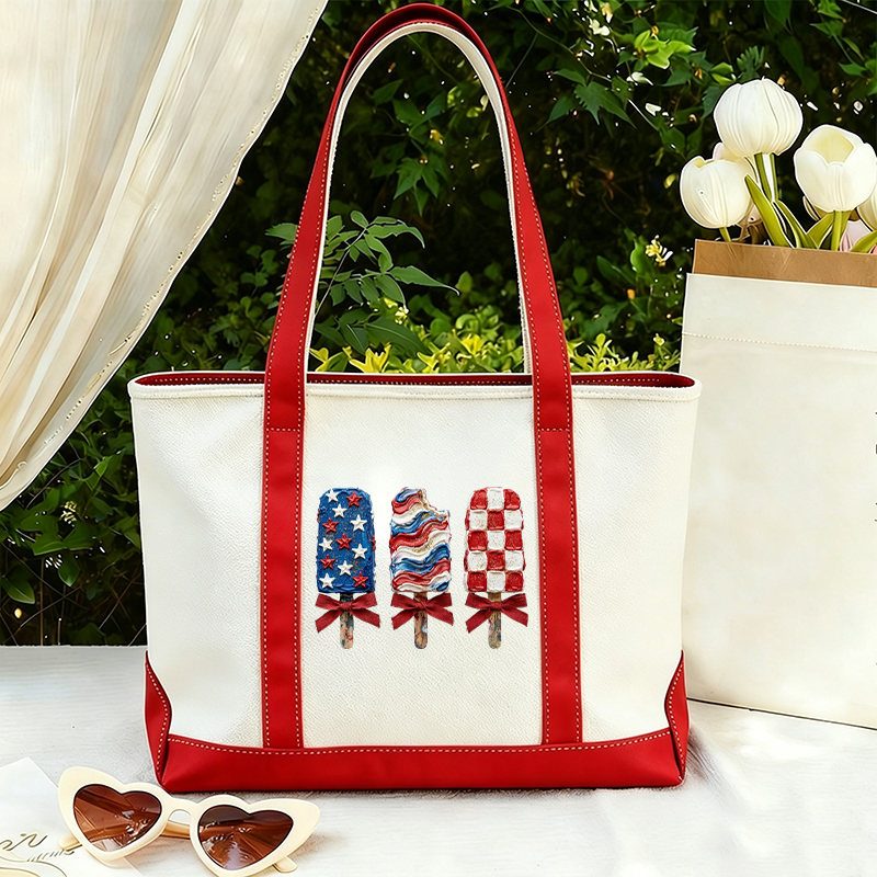 Patriotic Popsicle Teacher Canvas Tote Bag