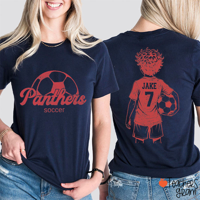 Personalized Soccer Team Game Day Teacher Two Sided T-Shirt