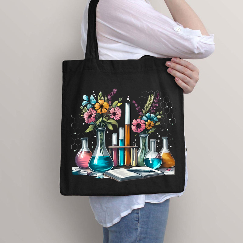 Floral Beakers Science Teacher Tote Bag