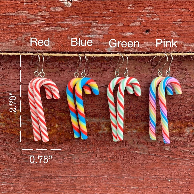Candy Cane Polymer Clay Teacher Earrings