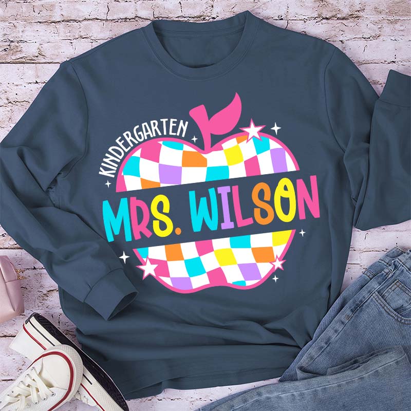 Personalized Pencil Name Teacher Long Sleeve T-Shirt