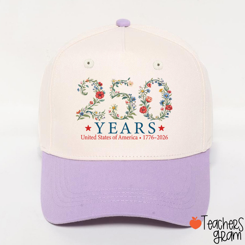 USA 250th Anniversary Floral Teacher Baseball Cap