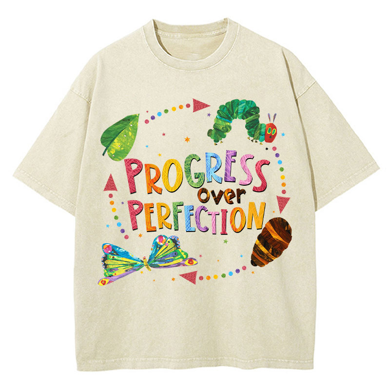 Progress Over Perfection Teacher Washed T-Shirt