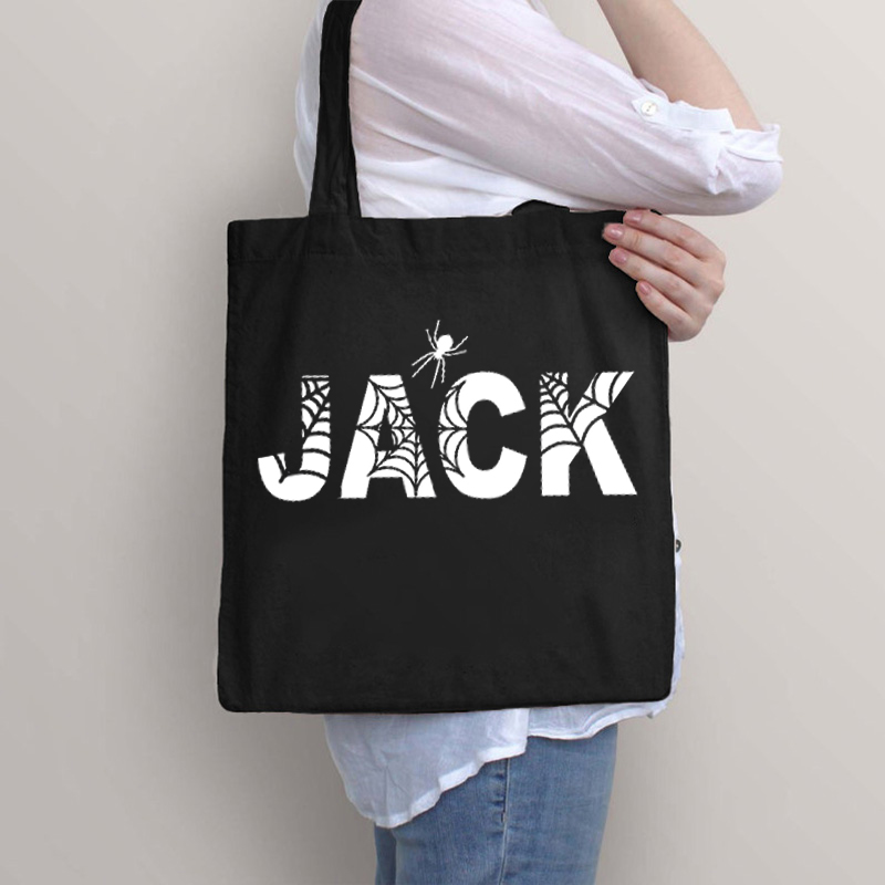 Personalized Name Spider Web Halloween Teacher Tote Bag