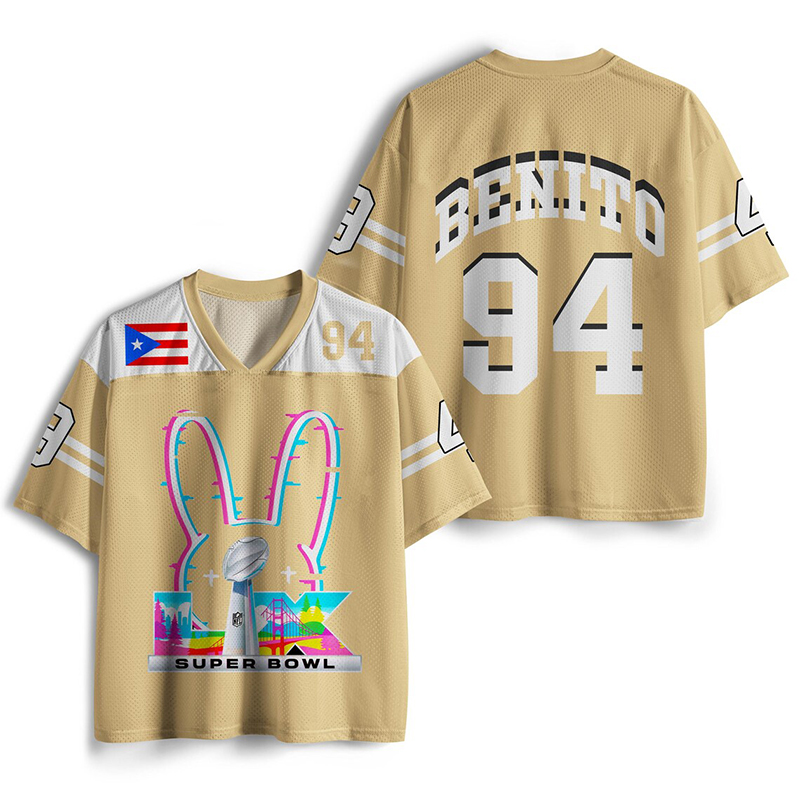 Personalized Super Bowl Bad Bunny Benito 94 Football Teacher Mesh Jersey