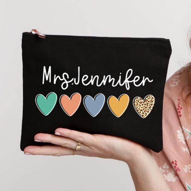Personalized Colorful Love Teacher Makeup Bag