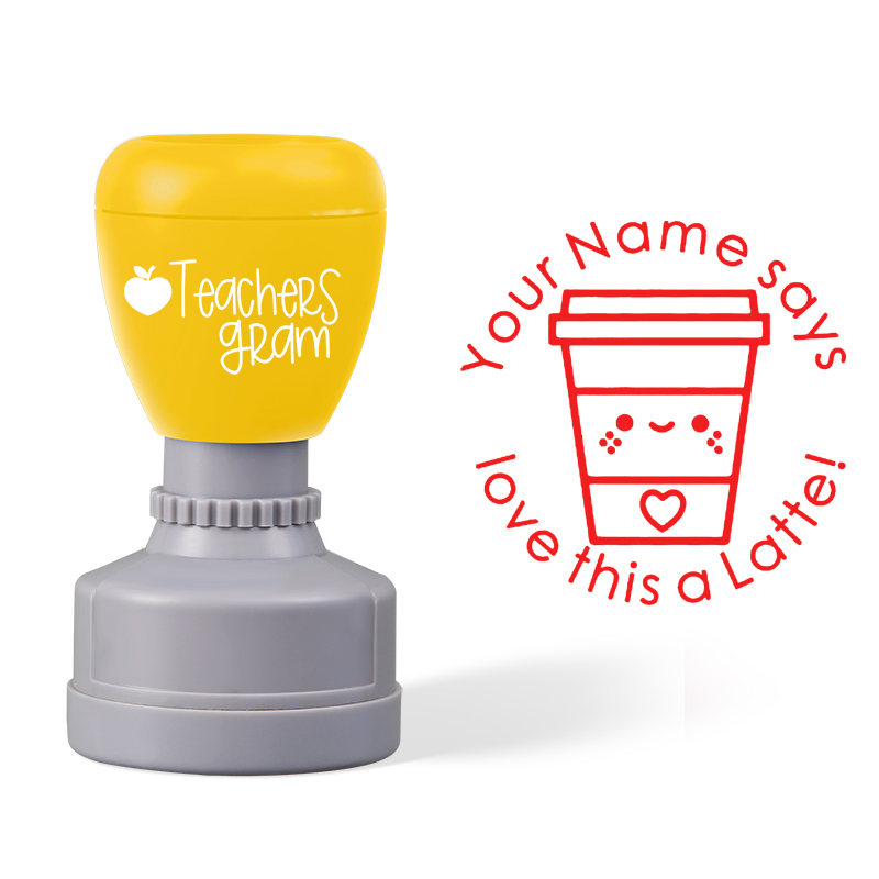 Personalized Name Love This A Latte Teacher Stamp