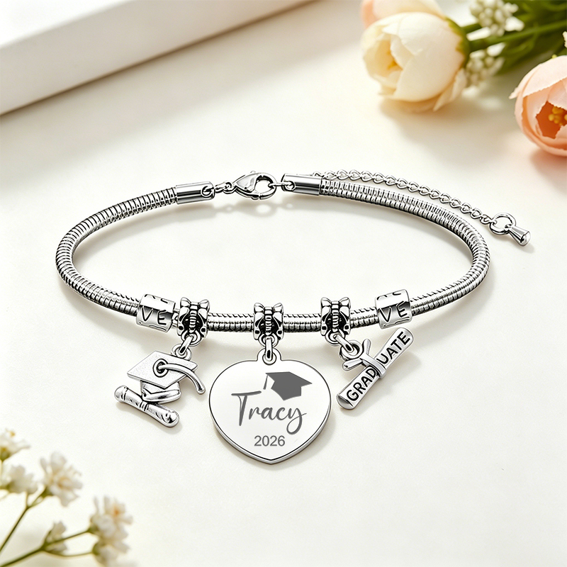 Personalized Name Graduation Keepsake Teacher Metal Bracelet
