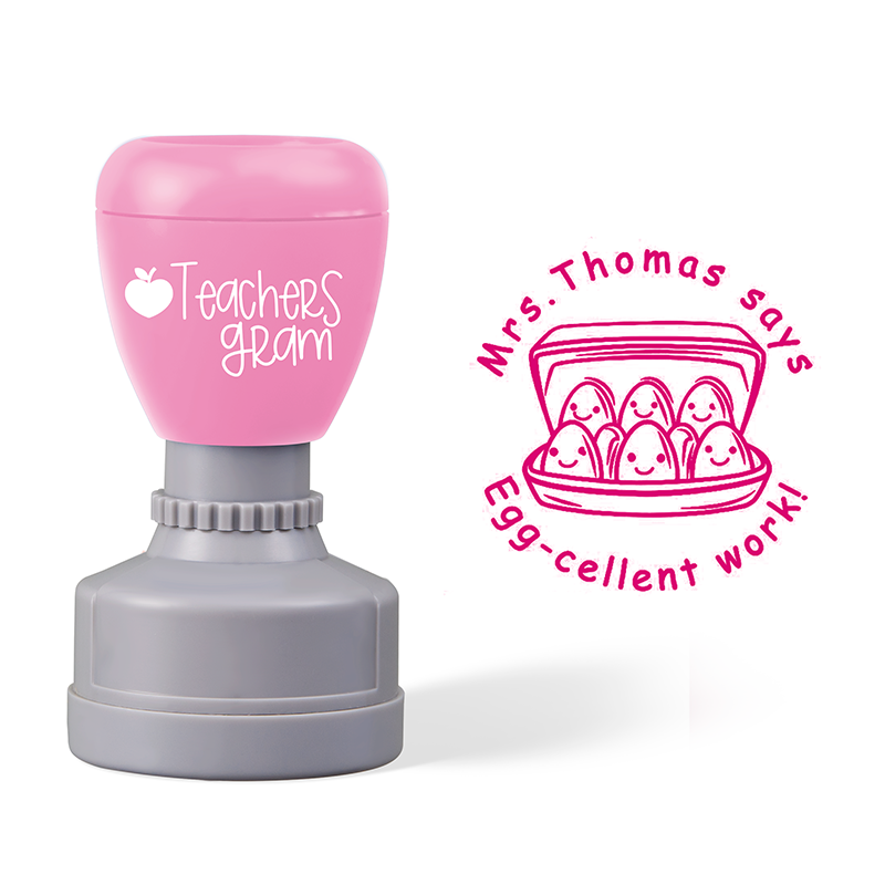 Personalized Name Mrs Thomas Says Eggcellent Work Teacher Stamp