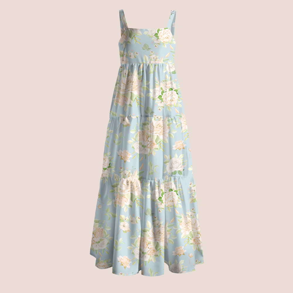 Light Blue Watercolor Floral Teacher Slip Dress
