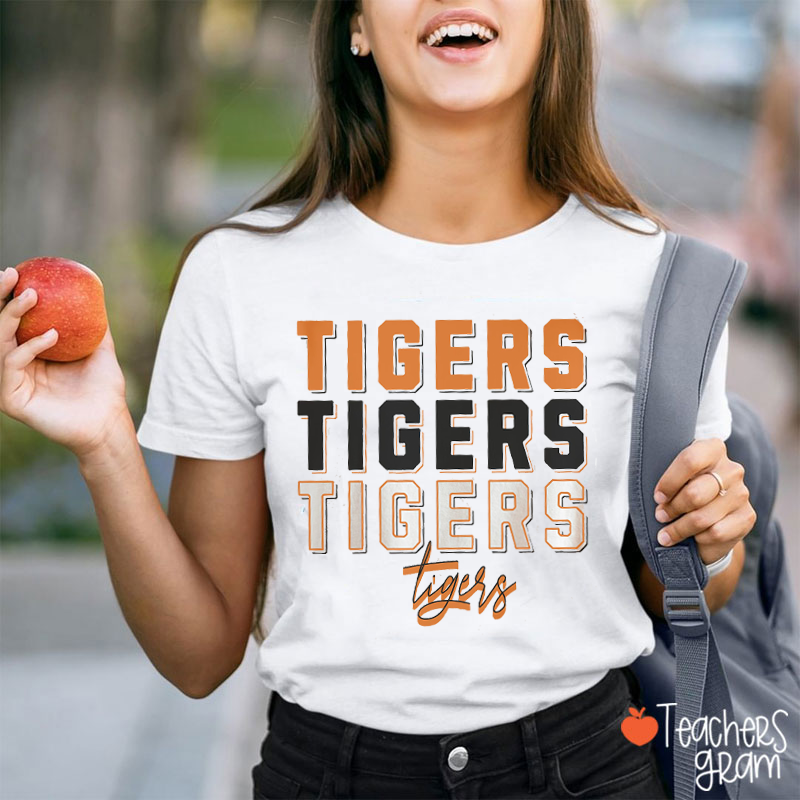 Personalized Mascot And Name Stacked Sport Spirit Teacher T-Shirt