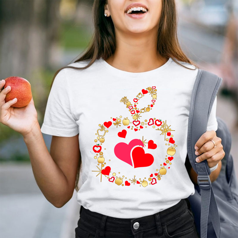 Apple Heart Teacher T-Shirt