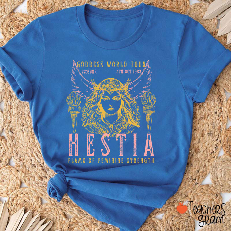 Hestia Flame Of Feminine Strength Teacher T-Shirt