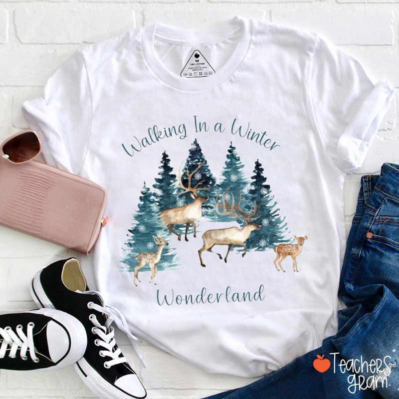Walking in Winter Wonderland Christmas Teacher T-Shirt