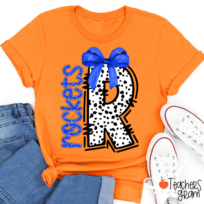 Personalized Mascot Coquette Bow Polka Dot Teacher T-Shirt