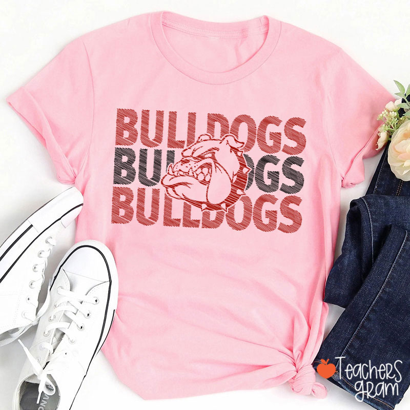 Personalized Mascot School Spirit Sketch Brushstrokes Teacher T-Shirt