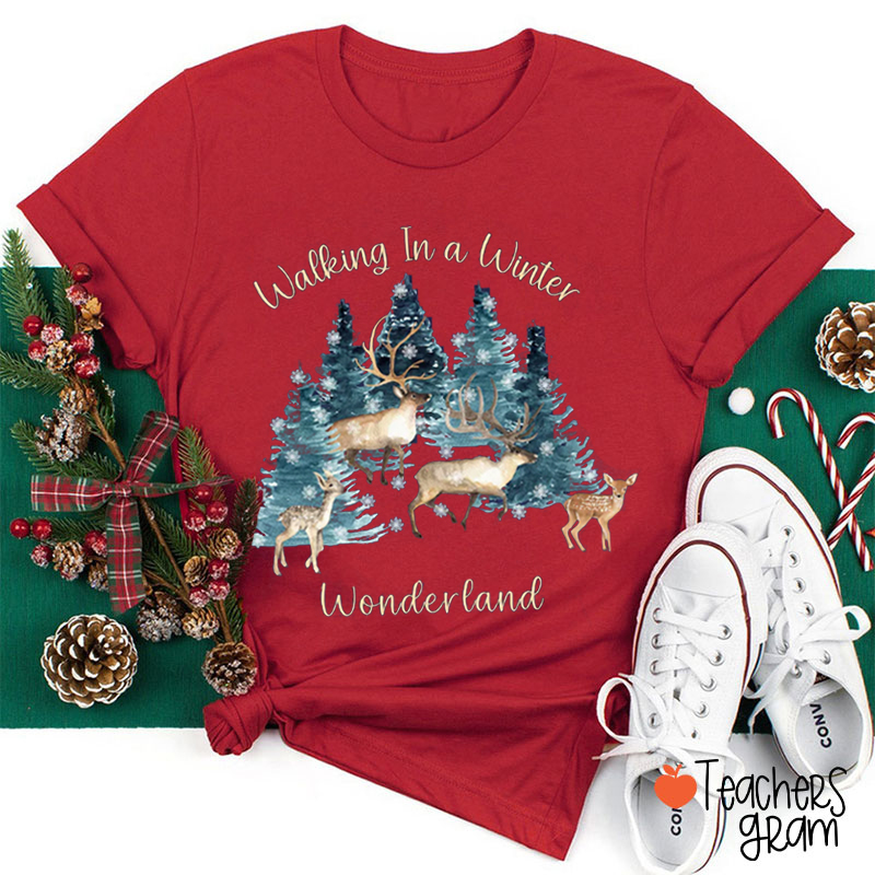Walking in Winter Wonderland Christmas Teacher T-Shirt