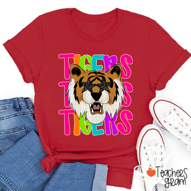 Personalized Mascot Star Glasses Teacher T-Shirt