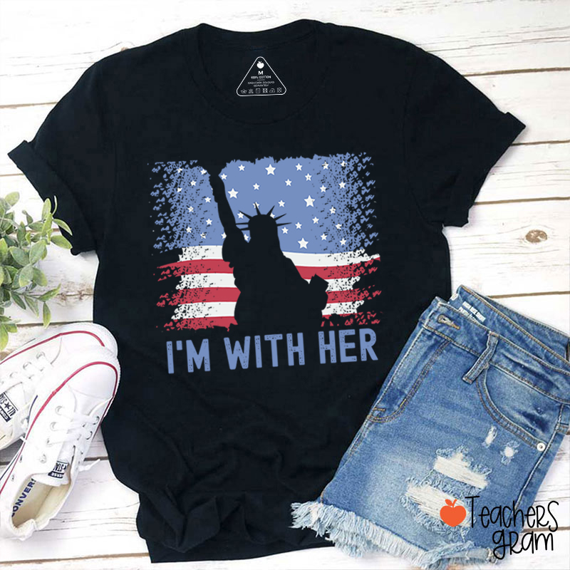 America Flag I'm With Her Teacher T-Shirt