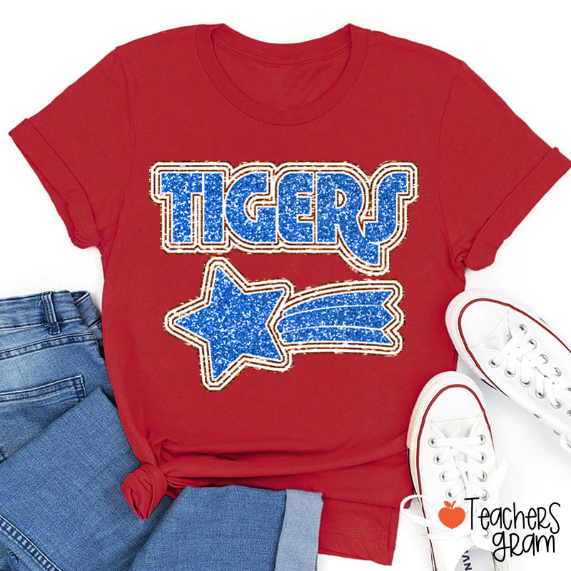 Personalized Mascot Glitter Star Game Day Teacher T-Shirt