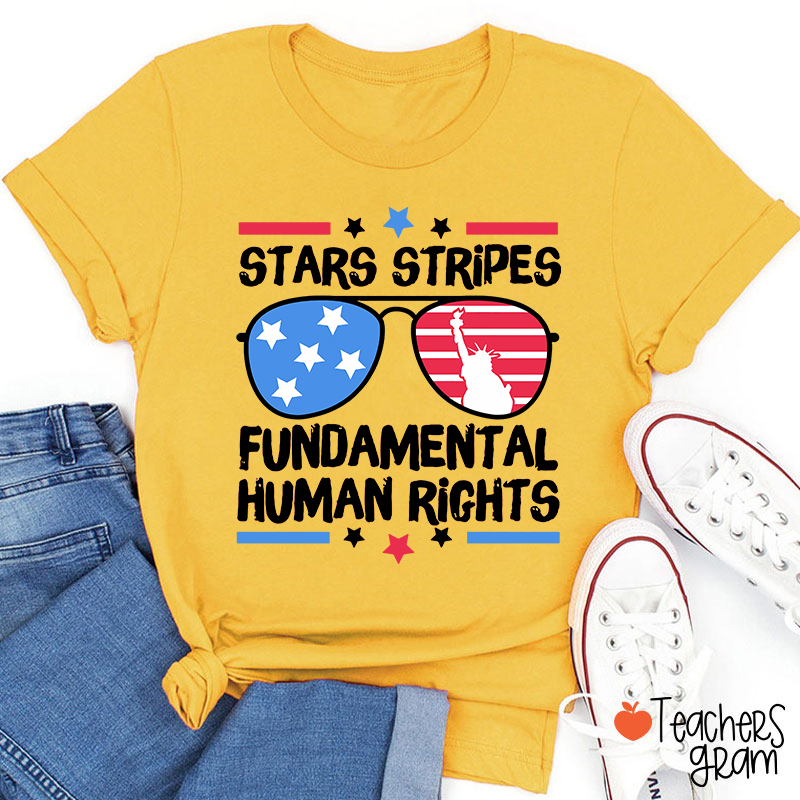 Stars Stripes Fundamental Human Rights Teacher T-Shirt